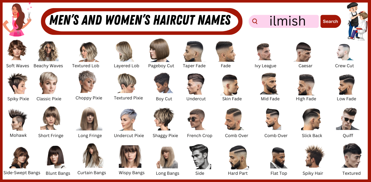 100 Names of Haircuts for Men and Women in English