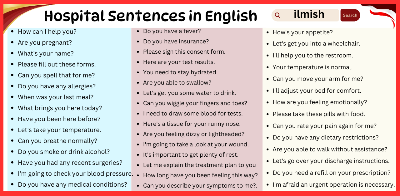 100 Sentences Use for Hospital in English