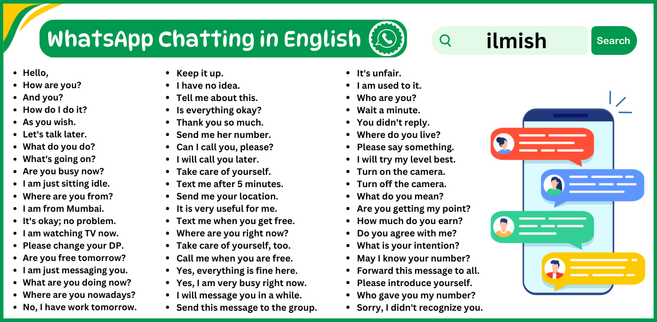 100 Common English Sentences for WhatsApp Chatting