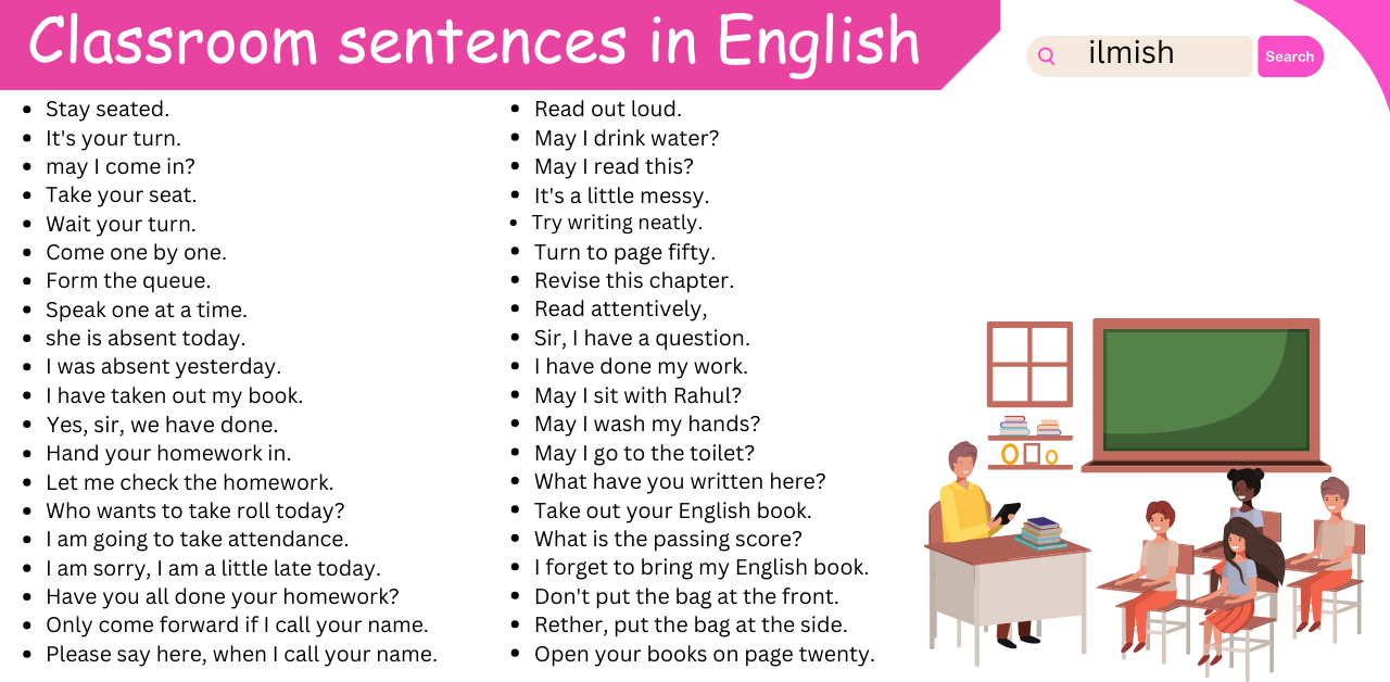 100 Classroom sentences in English for Everyday conversation