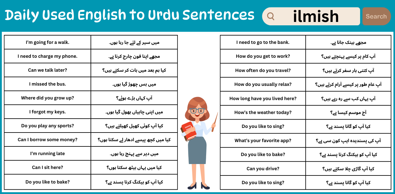 100 English to Urdu Sentences For Daily Life Conversation