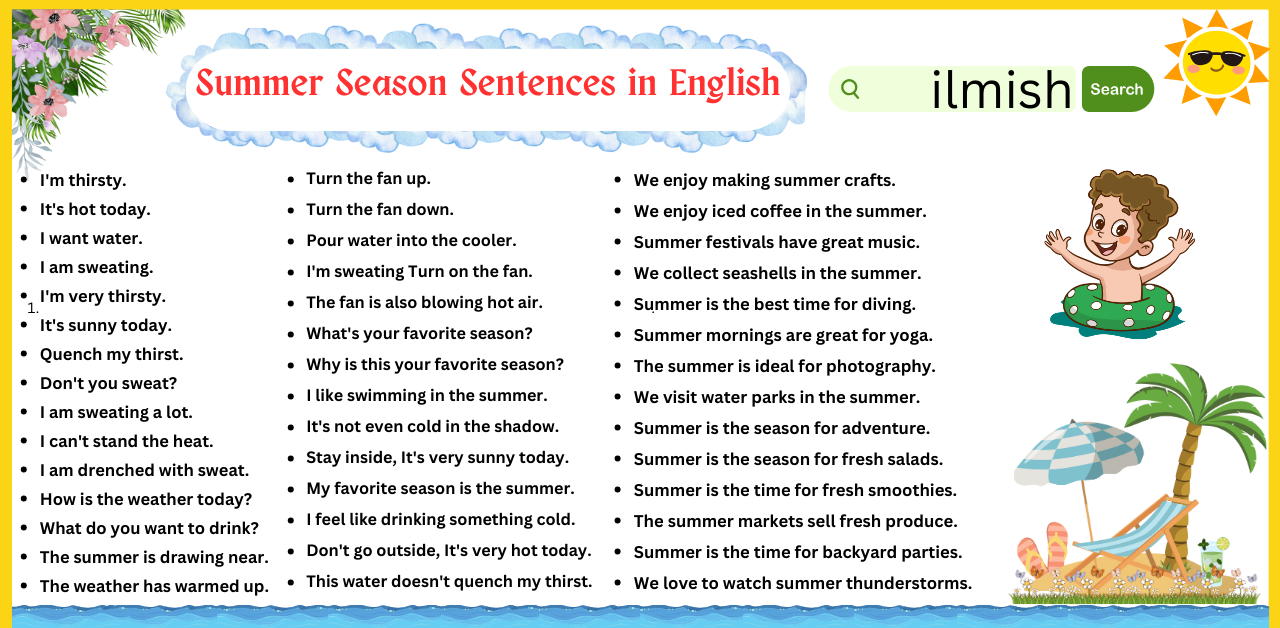 120 Summer Season Sentences in English