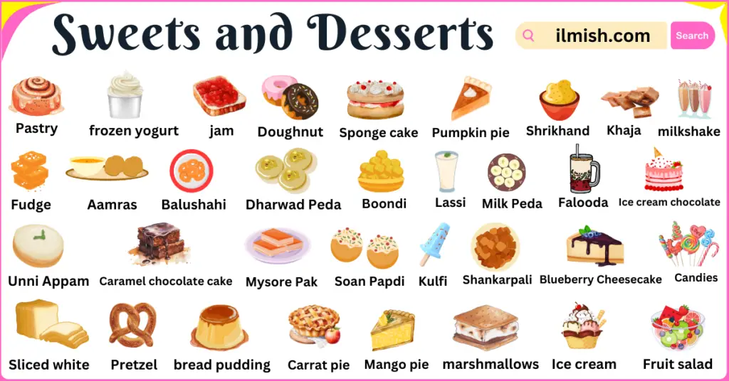 Sweets and Desserts Names in English and Pictures - ilmish