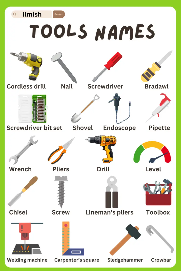 60 Different Types of Tools Names in English with Pictures - ilmish