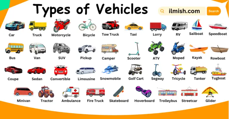 Different Types of Vehicles Names in English and Pictures - ilmish