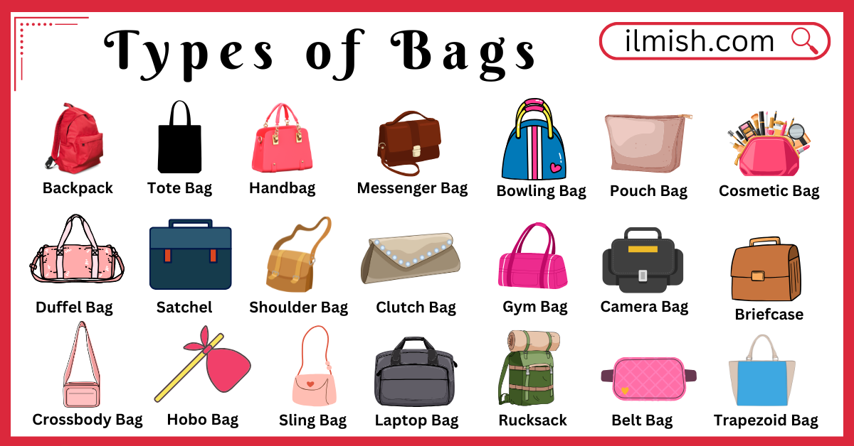 Different Types of Bags Names in English with Pictures