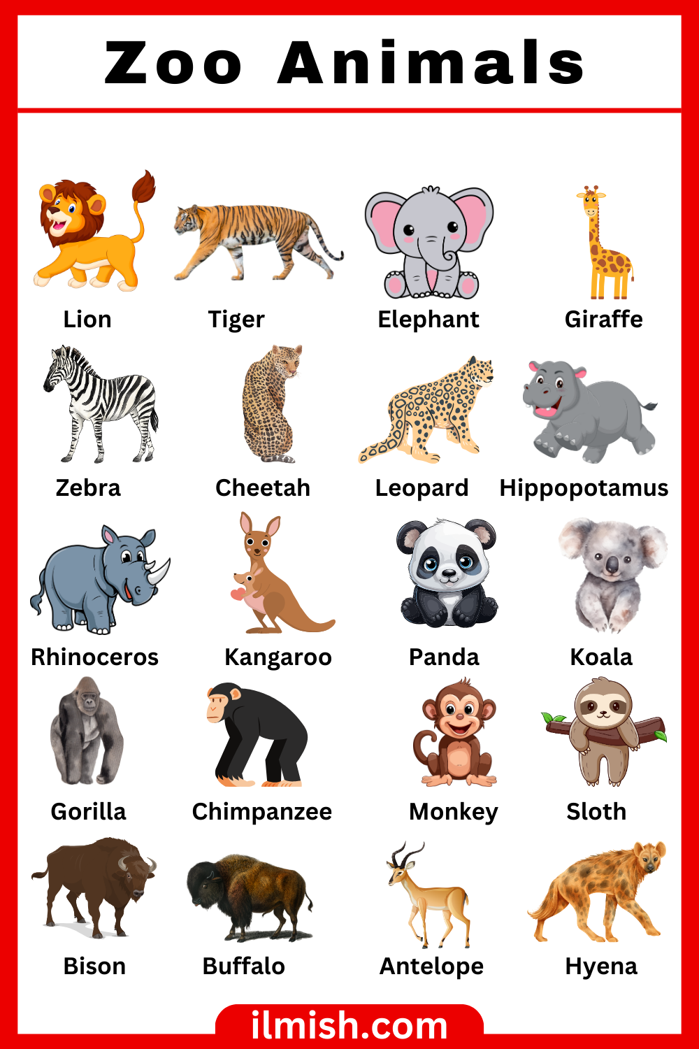Zoo Animals Names In English With Their Pictures Ilmish Zoo Animals Names In English With Their Pictures Ilmish