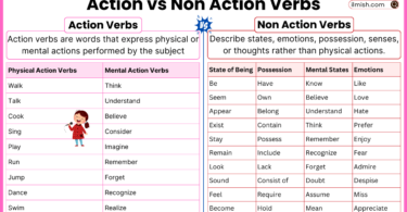 Action vs non action verbs explained with Examples in English