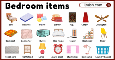 40 Bedroom items names in English and their Pictures