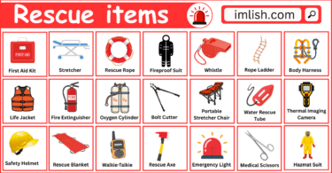 Names of Rescue items in English with Their Pictures
