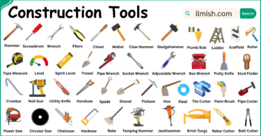 Construction Tools Vocabulary in English with Pictures
