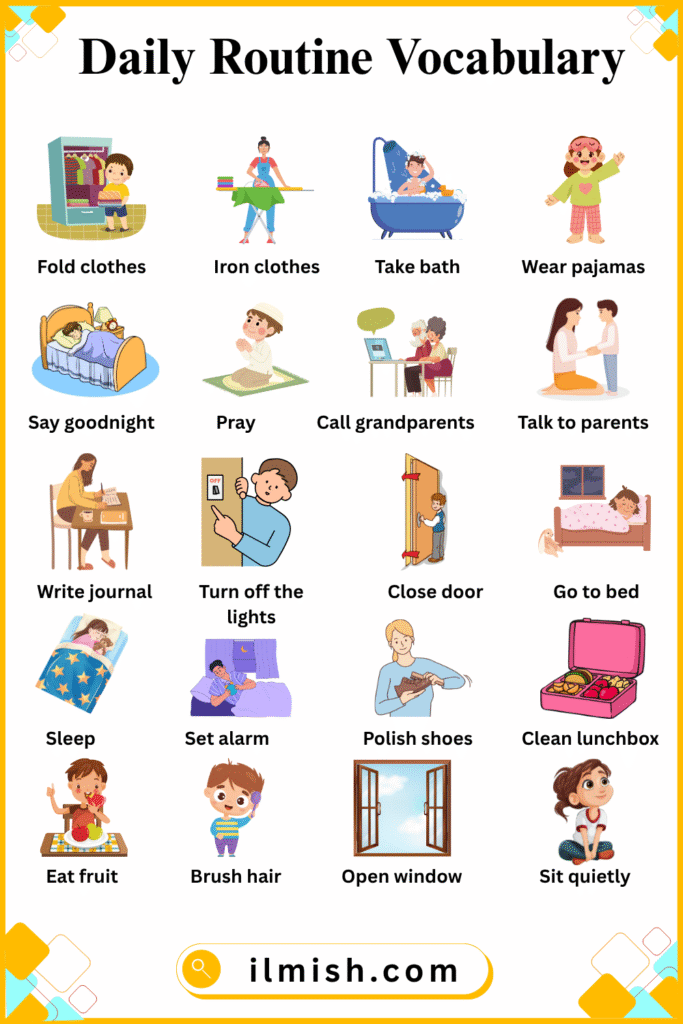 Daily Routine Vocabulary in English with their Pictures - ilmish