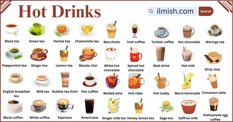 List of Hot Drinks Names with their Pictures