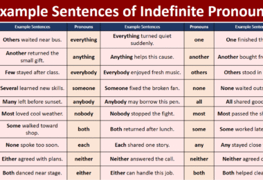 100 Example Sentences of Indefinite pronouns in English