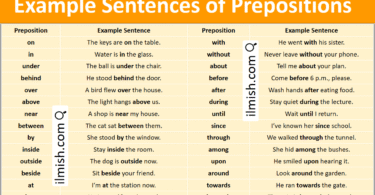 100 Prepositions with Example Sentences in English with Pictures