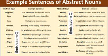 Example Sentences of Abstract Nouns in English with Pictures