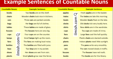Example sentences of Countable Nouns in English with Pictures