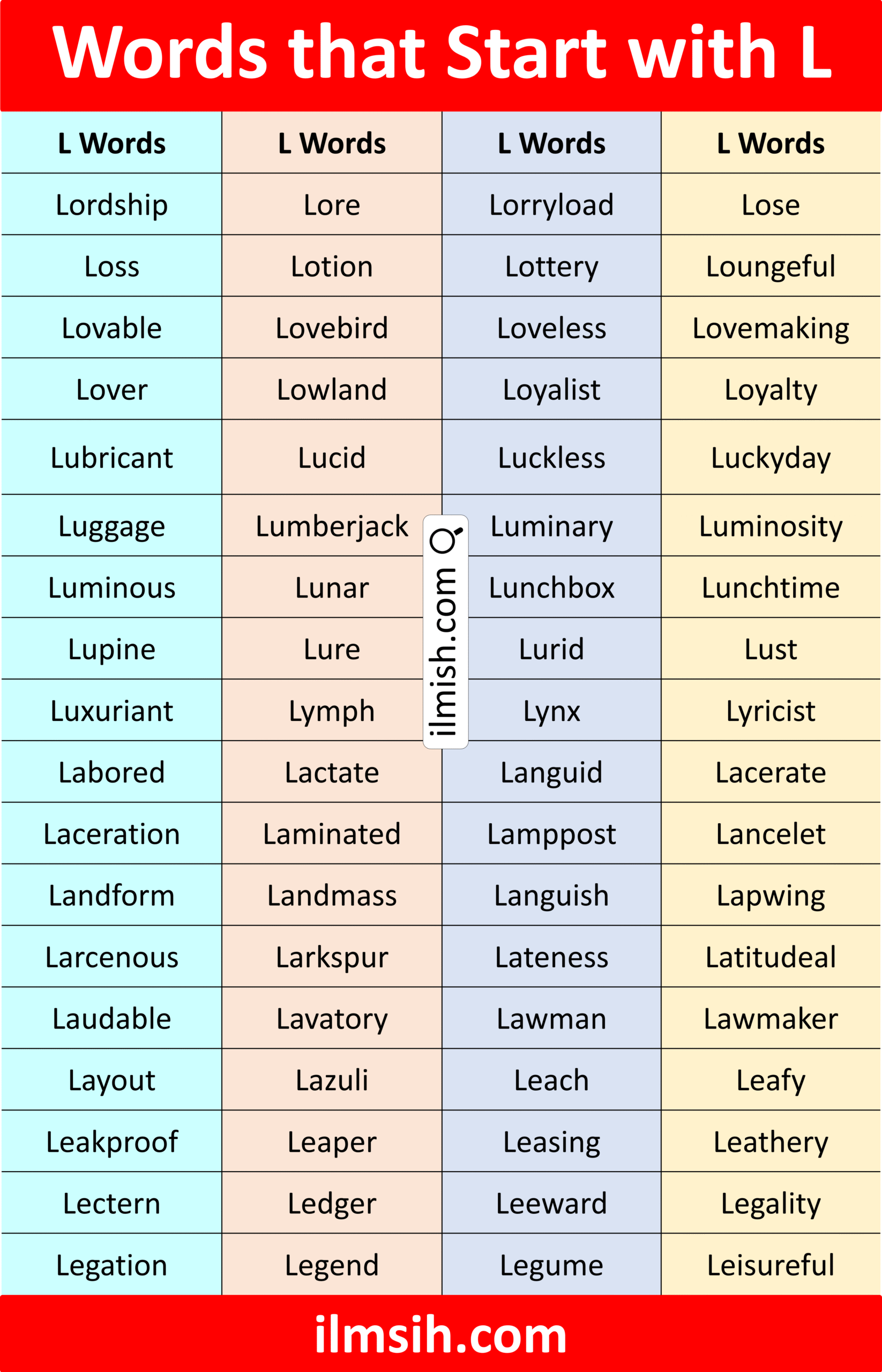 Common Words that Start with L in English