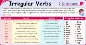 Learn Irregular Verbs in English with definitions and Examples - ilmish