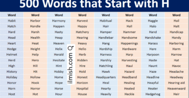 Words that Start with H in English with Pictures