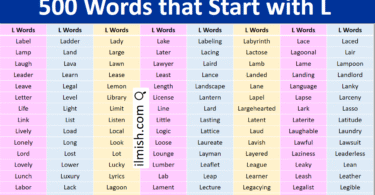 Words that Start with L in English with Pictures