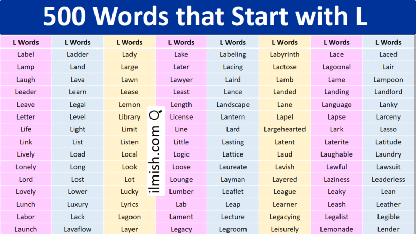 Words that Start with L in English with Pictures