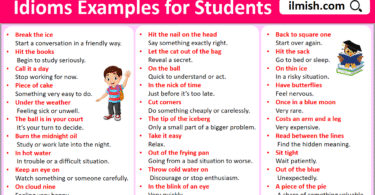 Idioms Examples for Students in English with Pictures