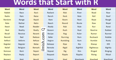 Words that Start with R in English with Pictures