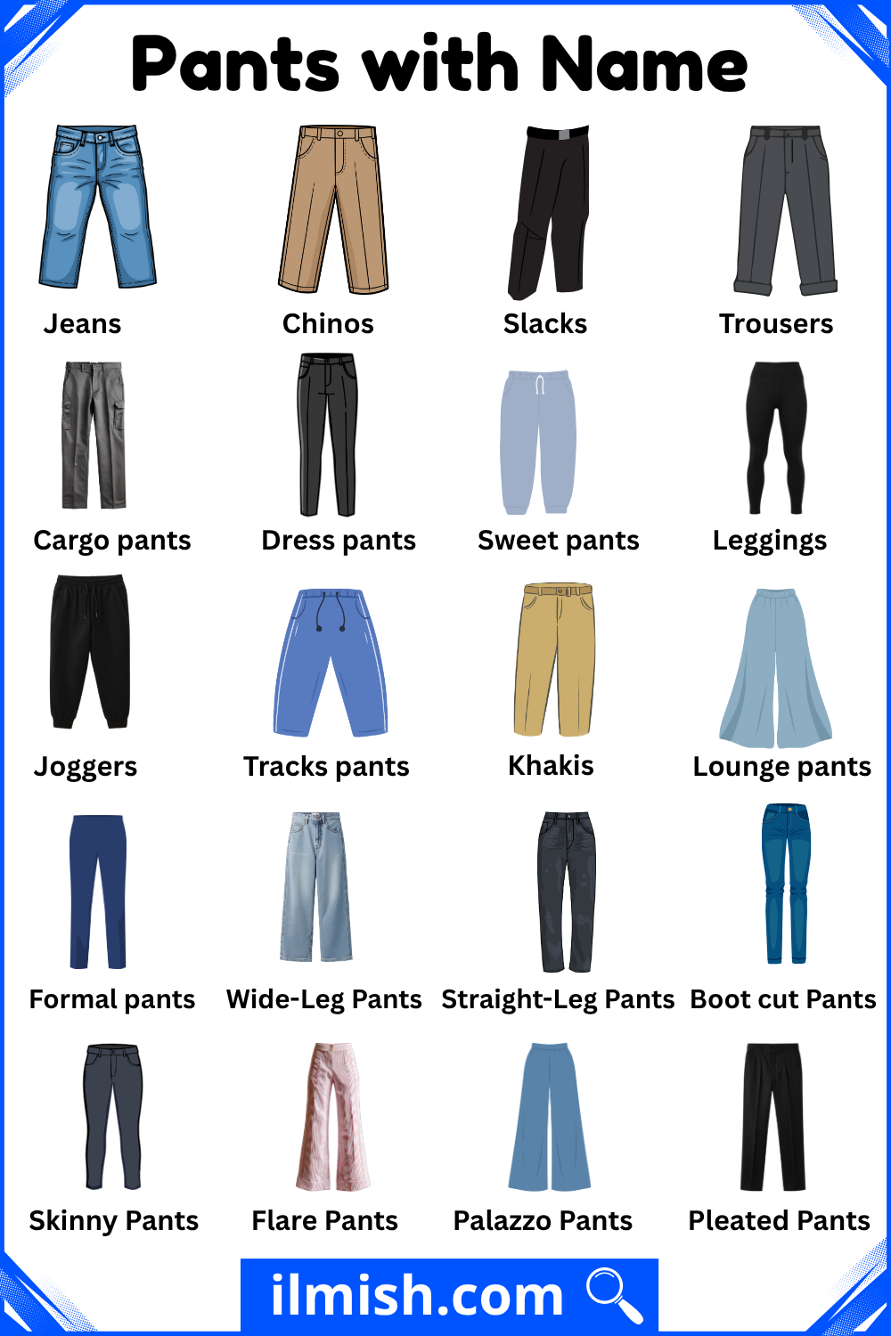 Names of Pants in English with Pictures