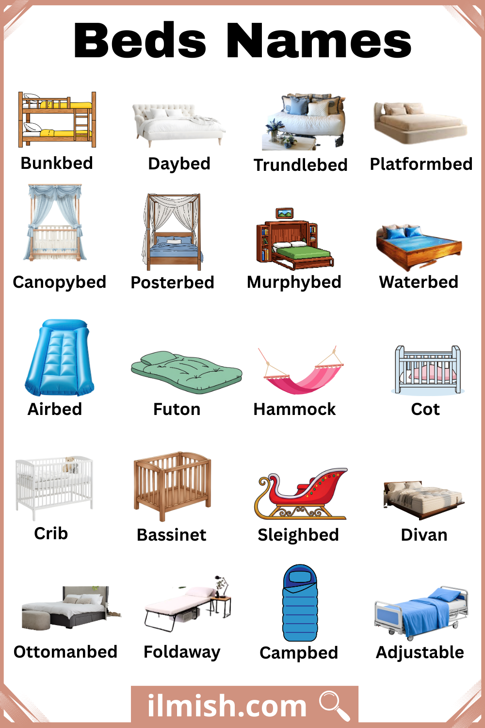 Different Types of Beds with Names and Pictures