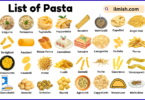List of Pasta with Names and Types in English with Pictures