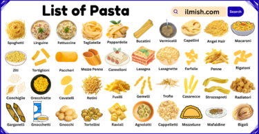 List of Pasta with Names and Types in English with Pictures