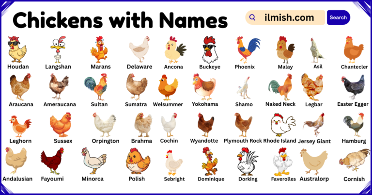 List of Chickens with Names and Types in English with Pictures