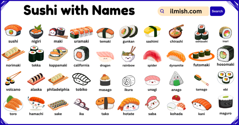 List of Sushi with Names and Types in English with Pictures