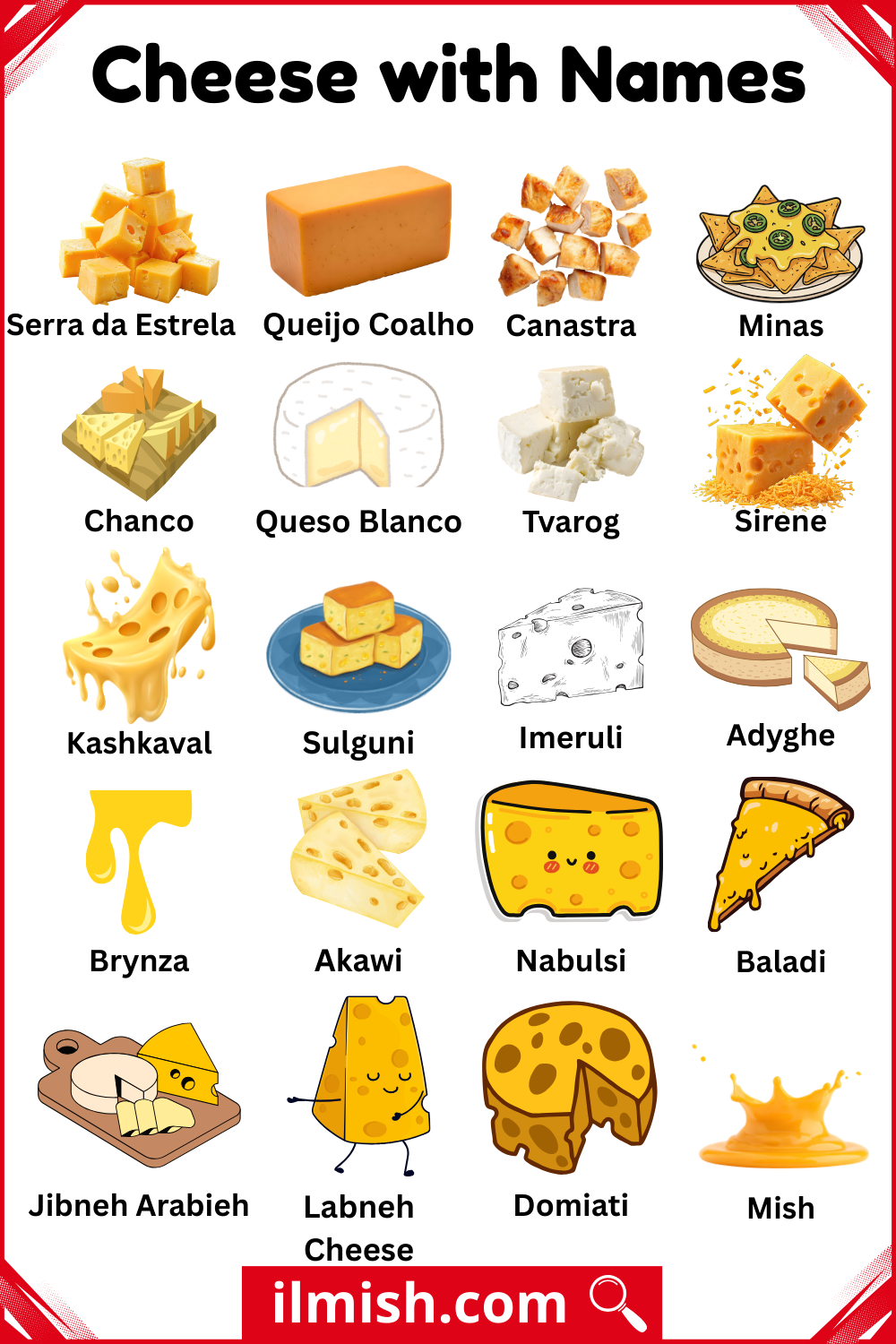 Traditional Cheese with Names and Types with Pictures