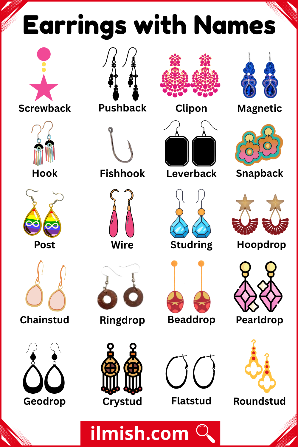 Different Types of Earrings with Names and Pictures