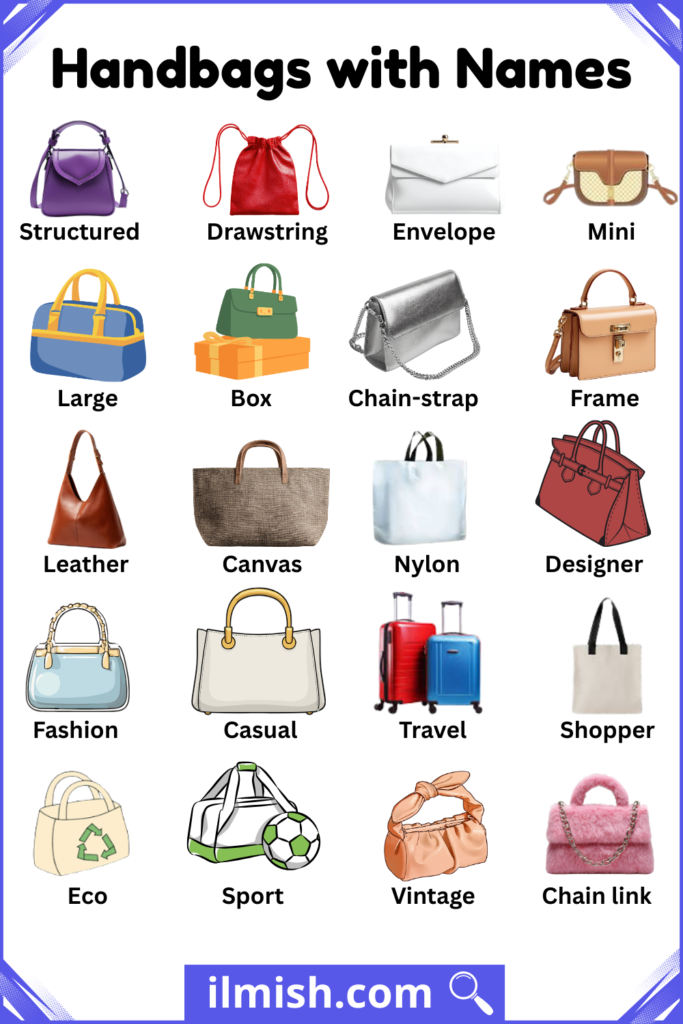 List of Handbags with Names and Types in English with Pictures - ilmish