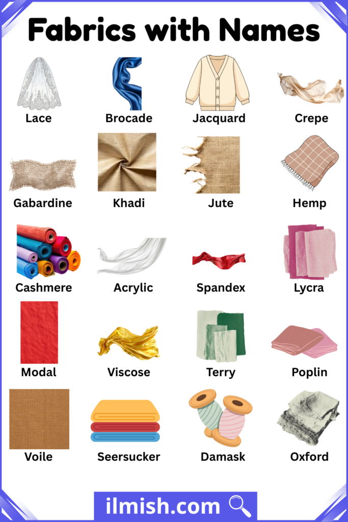 List of Fabrics with Names and Types in English with Pictures - ilmish