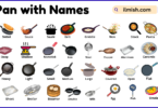 List of pans with Names and Types in English with Pictures