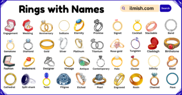 List of rings with Names and Types in English with Pictures