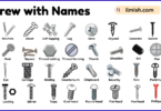 List of screws with Names and Types in English with Pictures