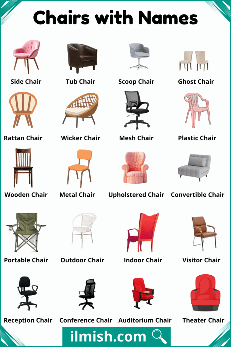 Chair Types Names List of Chairs with Names and Types in English with Pictures - ilmish