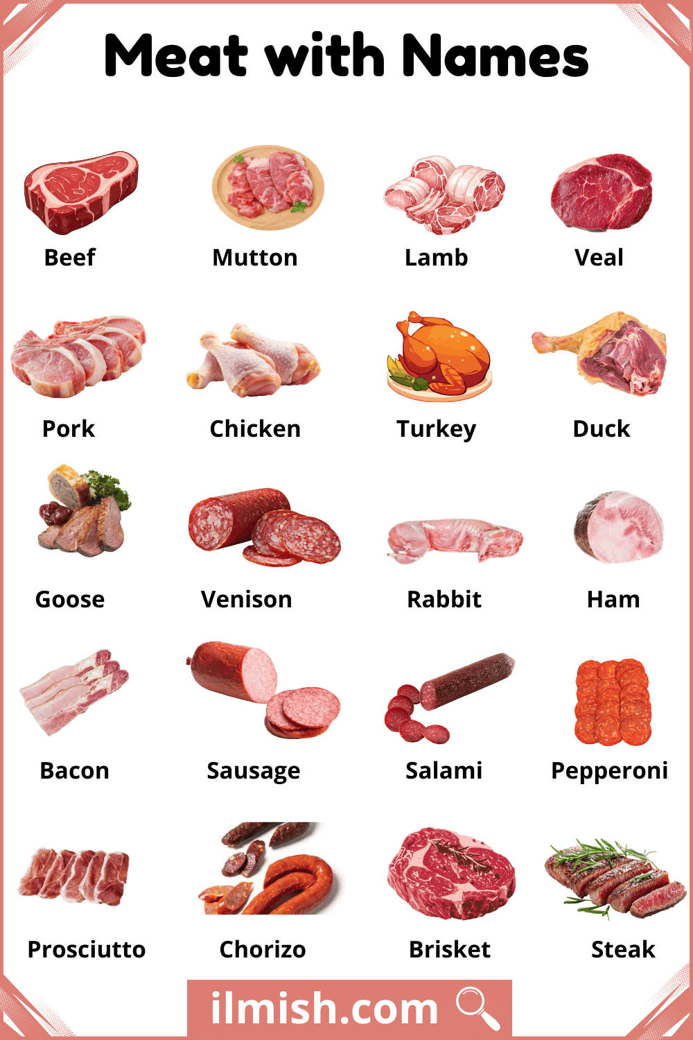 Different Meat with Names and Types and Pictures