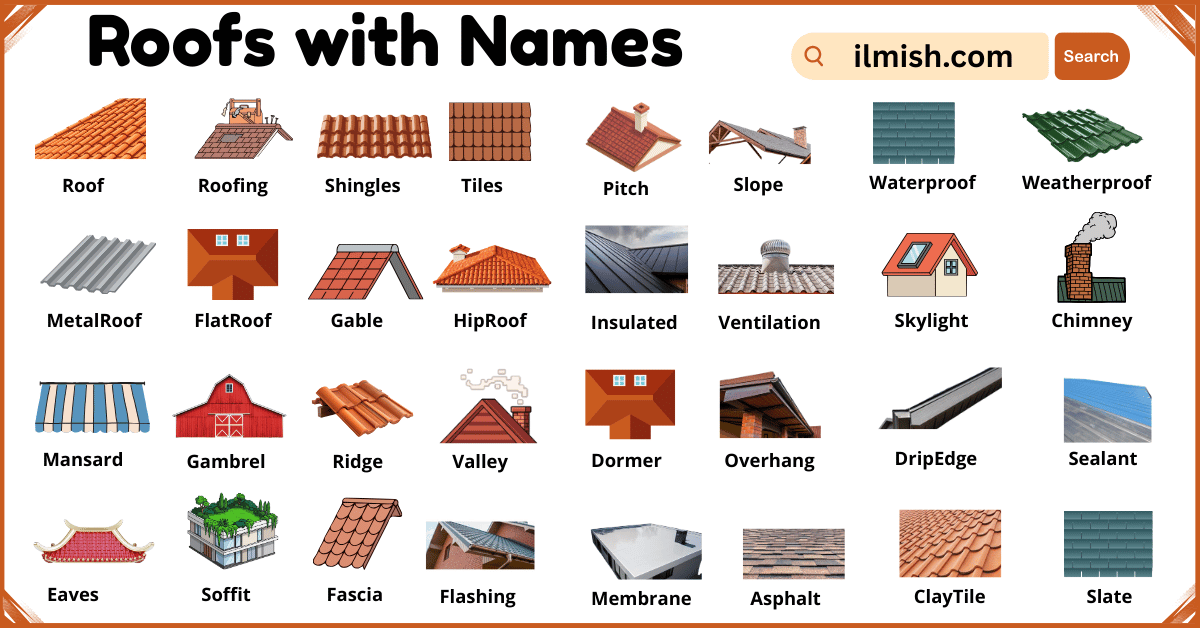 List of Roofs with Names and Types in English with Pictures
