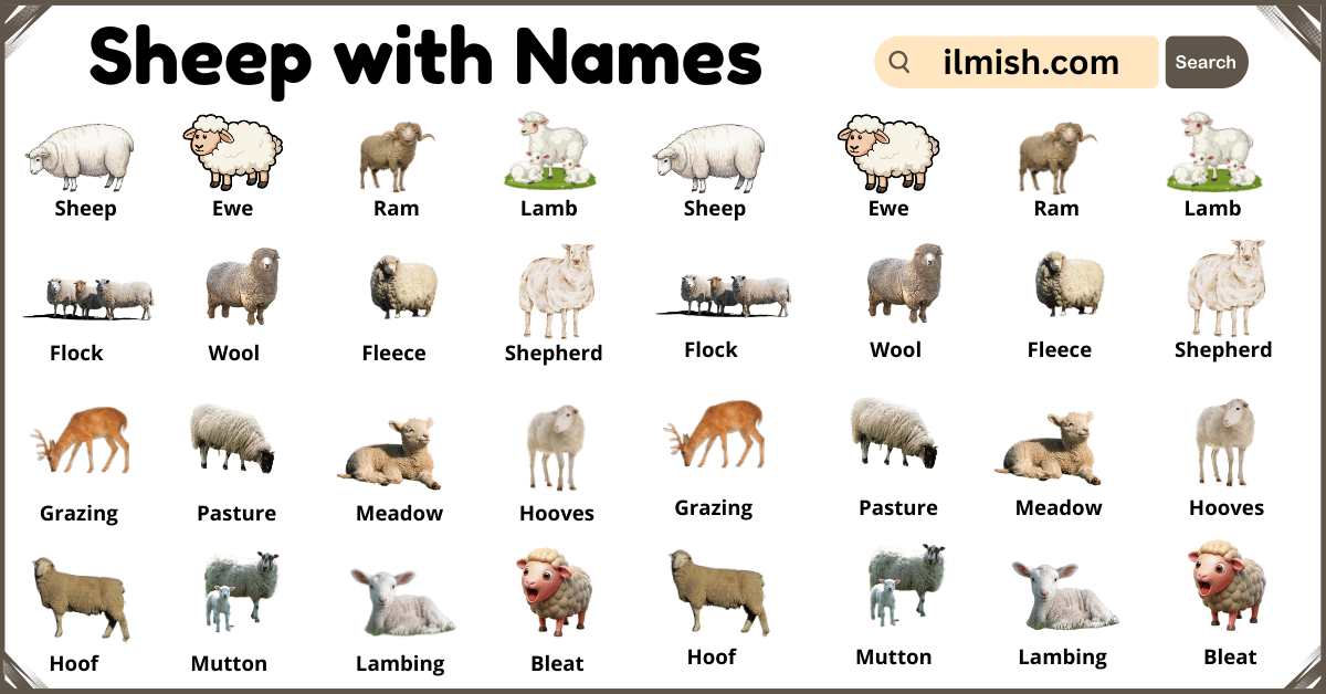 List of Sheep with Names and Types in English with Pictures