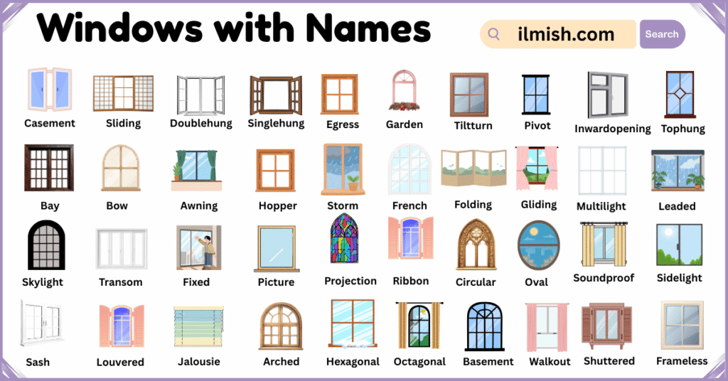 List of Windows with Names and Types in English with Pictures - ilmish