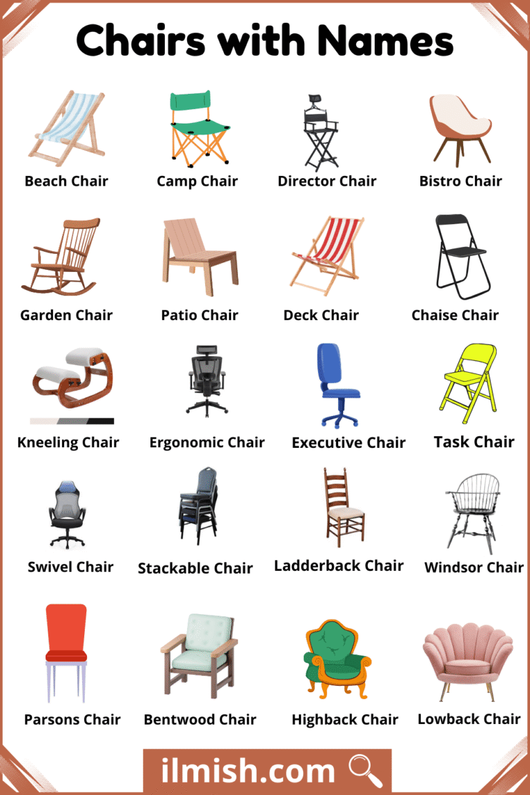 Chair Types Names List of Chairs with Names and Types in English with Pictures - ilmish