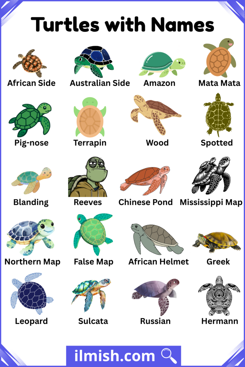 List of Turtles with Names and Types in English with Pictures - ilmish