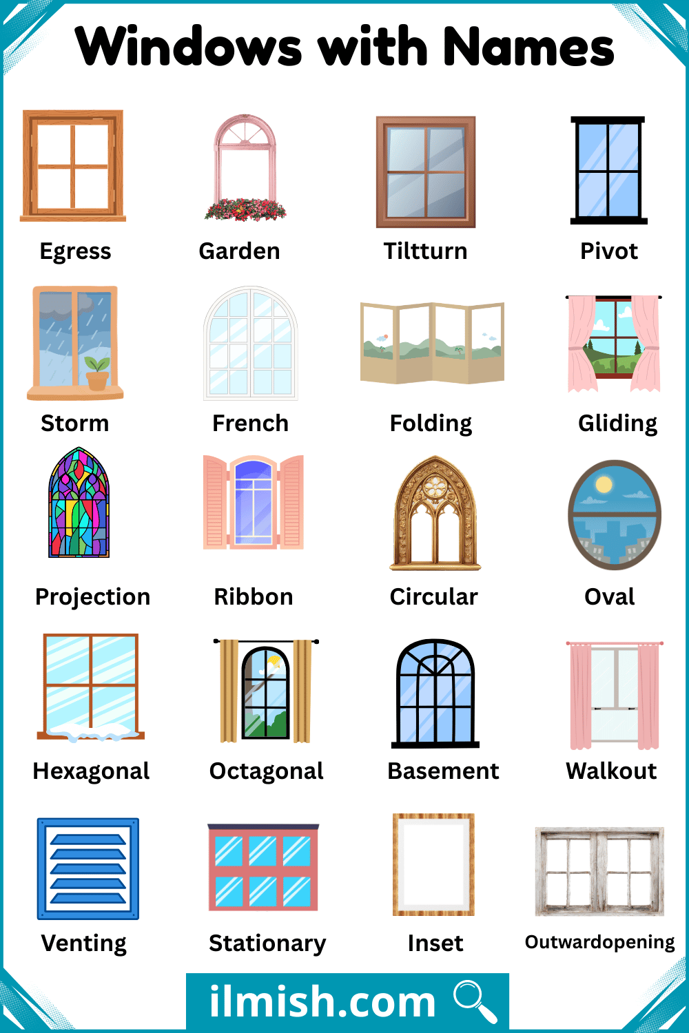 Windows Names in English with Images